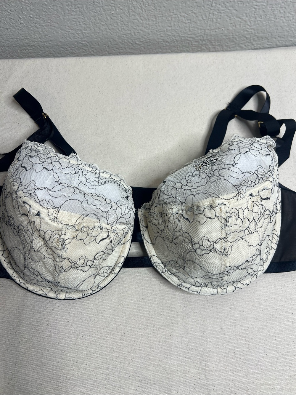 Cacique Black and White Lace Underwire Bra
